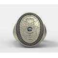 10KT White Gold Finish Police Signet Style Badge Ring w/ Custom Top